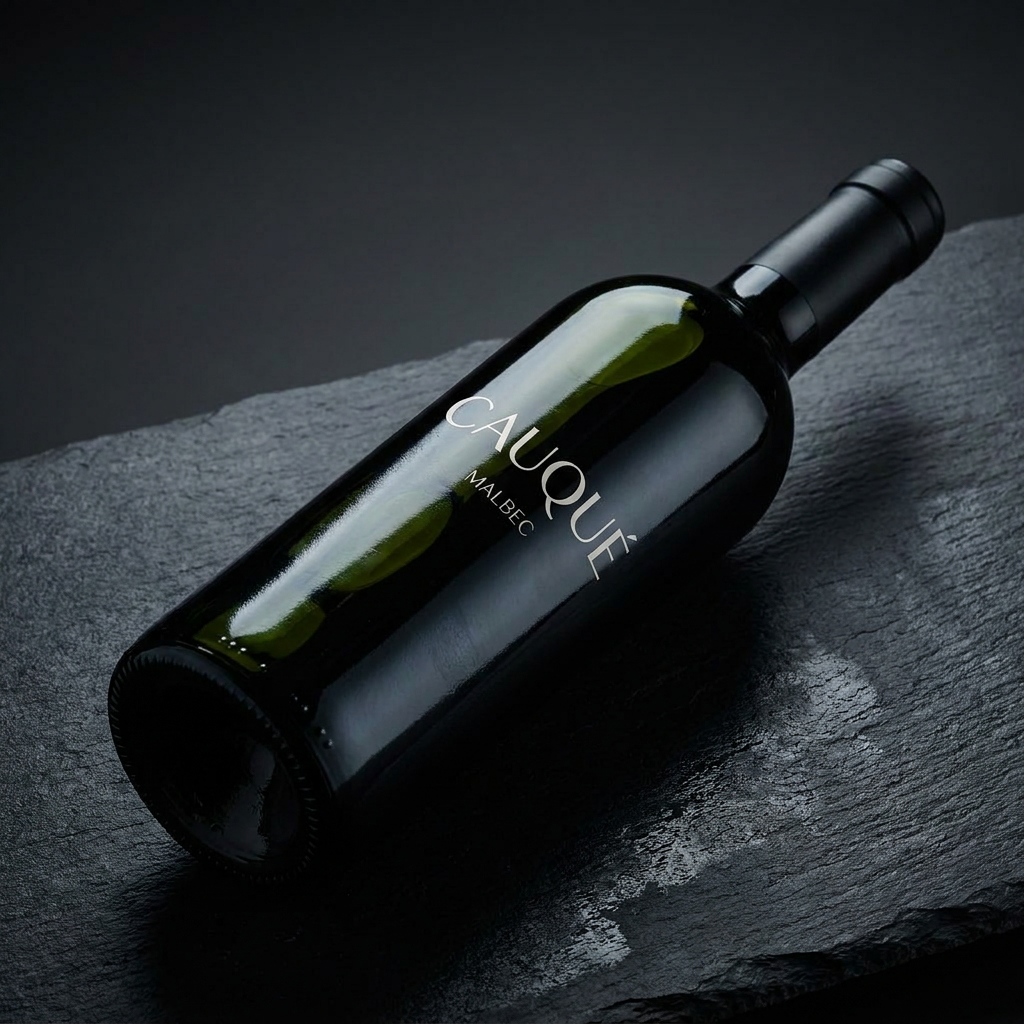 Render 3D editorial — botella de vino renderizada en alta fidelidad.